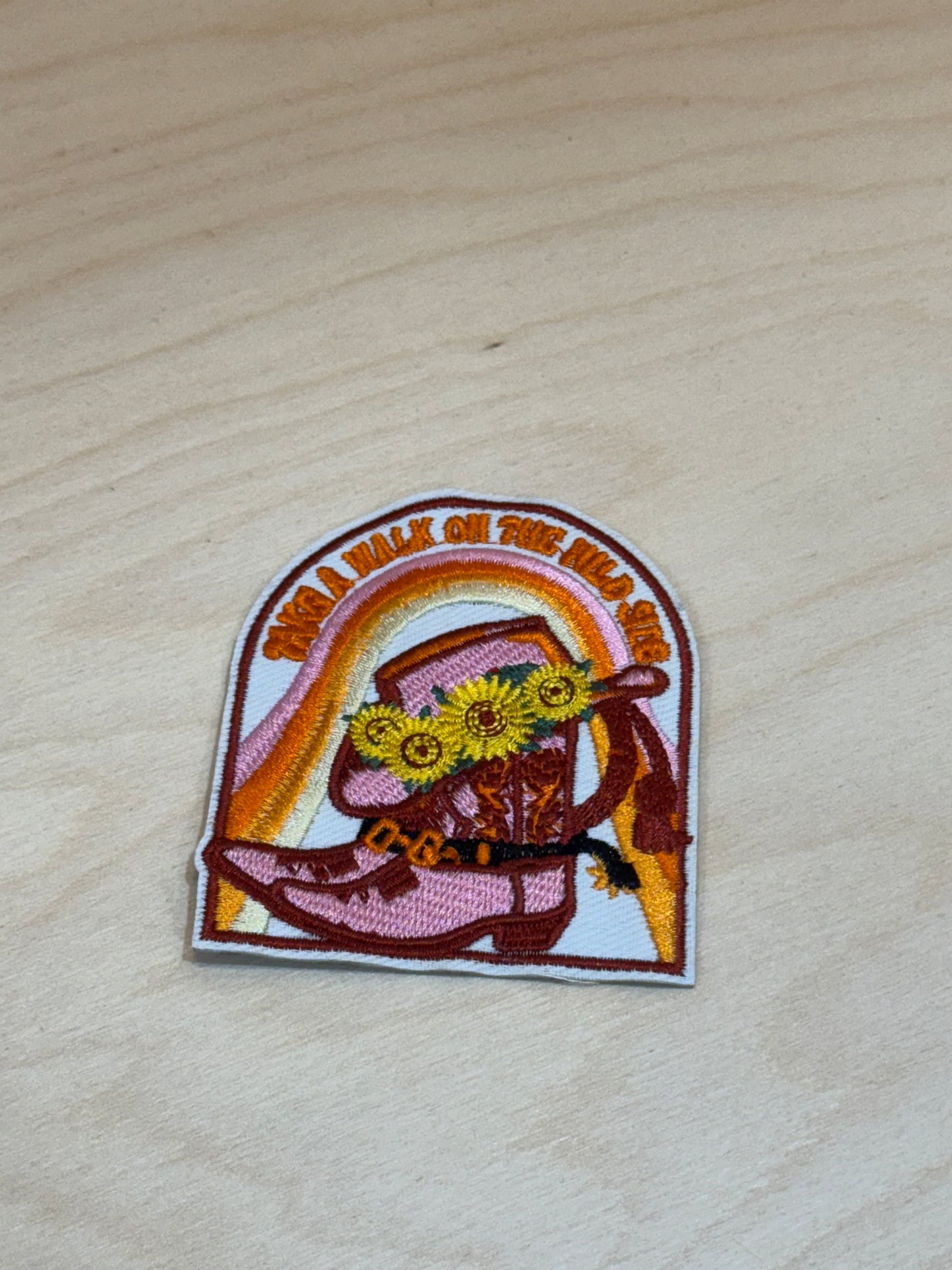Take a Walk… Pink Boots Embroidered Patch