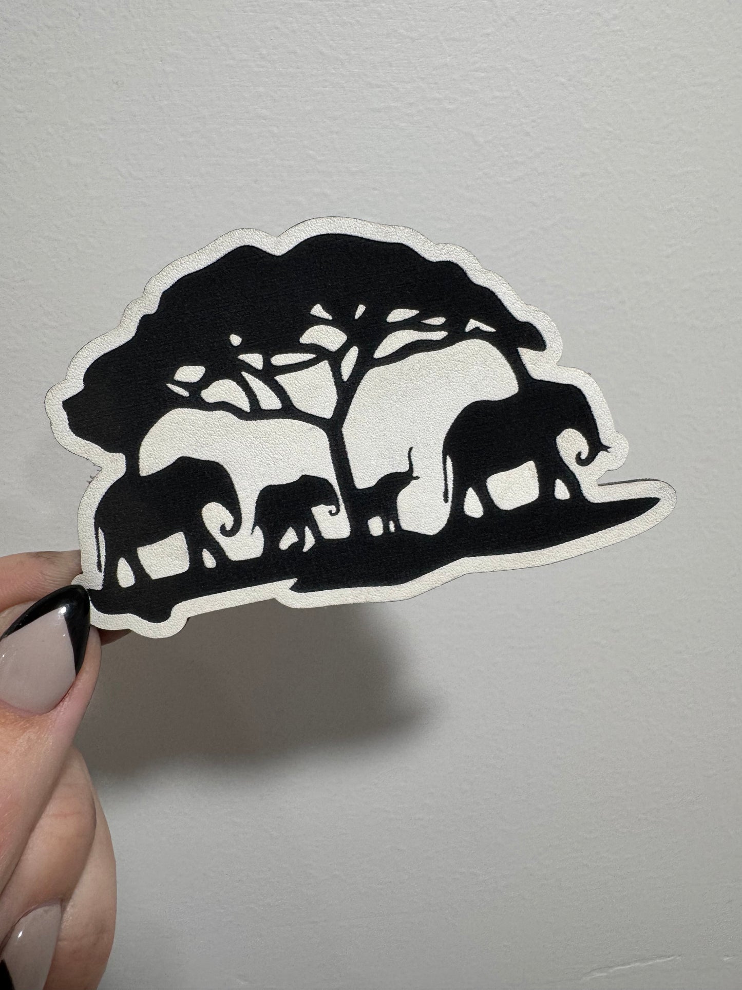 Elephants+Tree Leatherette Patch