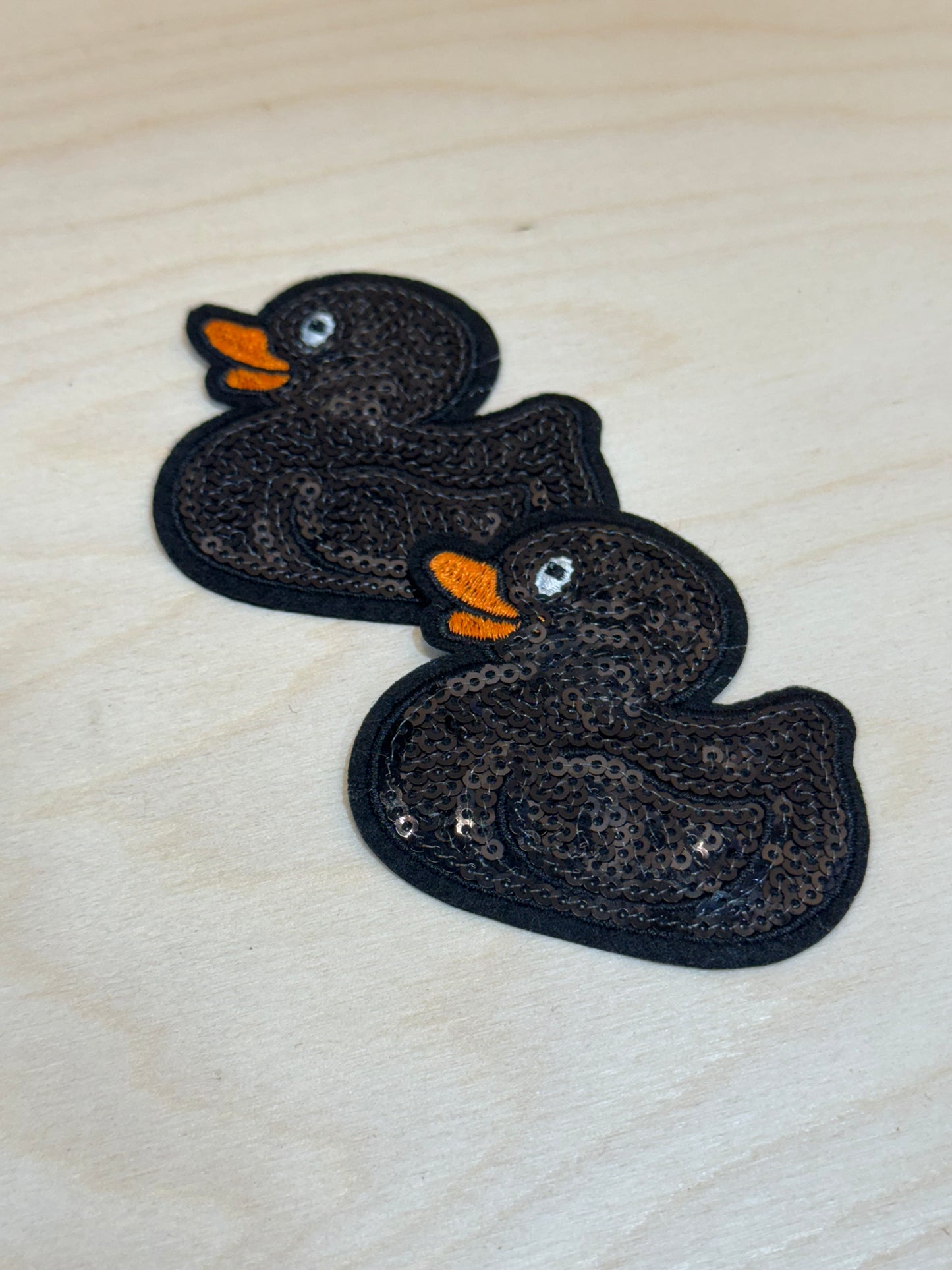 Black Duck Sequin Embroidered Patch