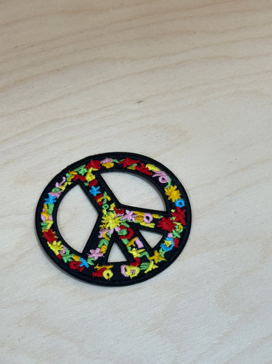 Flower Peace Symbol Embroidered Patch