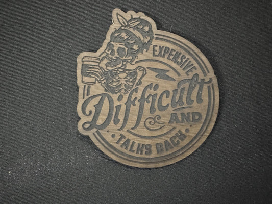 Difficult & Talks Back Leatherette Patch
