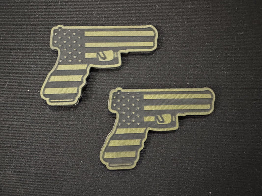 Flag Handgun Leatherette Patch