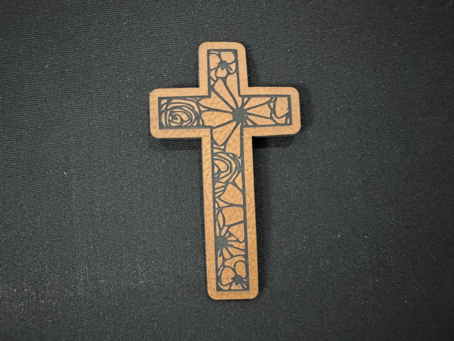 Flowered Cross Leatherette Patch