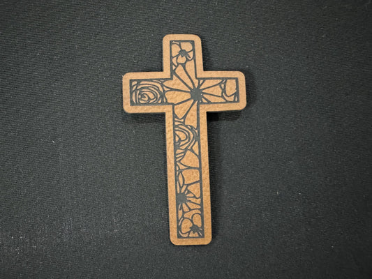 Flowered Cross Leatherette Patch