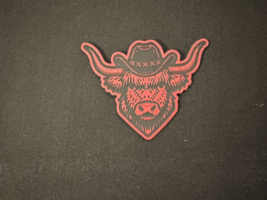 Highland Cow Cowboy Leatherette Patch