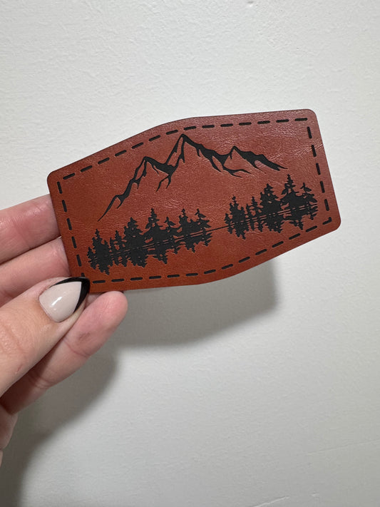 Mountain+Treeline Hex Leatherette Patch