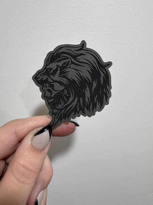 Skeleton+Lion Head Leatherette Patch