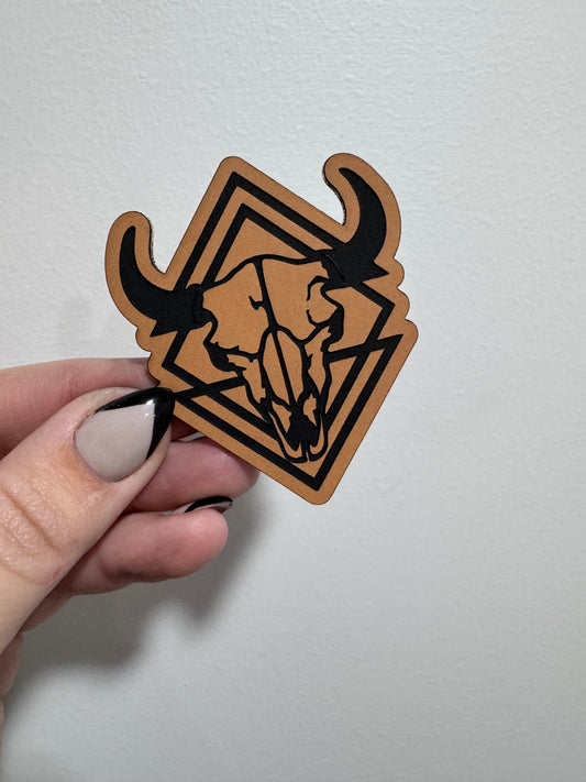 Cow Skull Diamond Leatherette Patch