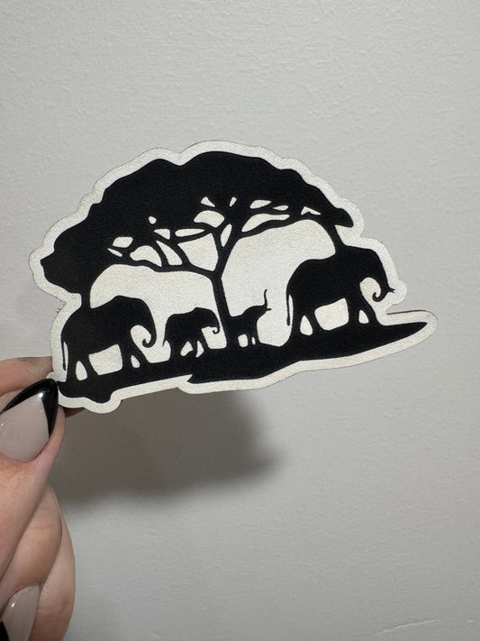 Elephants+Tree Leatherette Patch