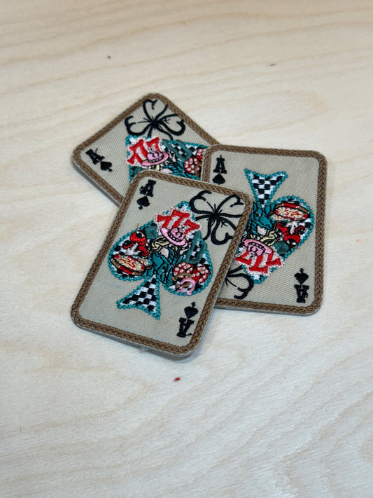 Floral Ace Card Embroidered Patch