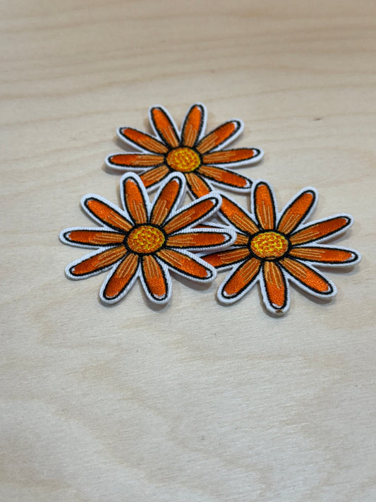 Orange Daisy Embroidered Patch
