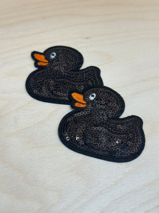 Black Duck Sequin Embroidered Patch