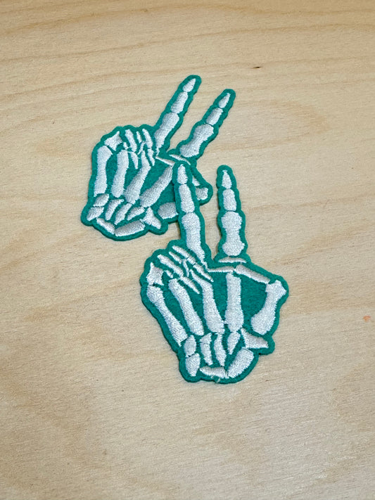 Skeleton Peace Hand Embroidered Patch
