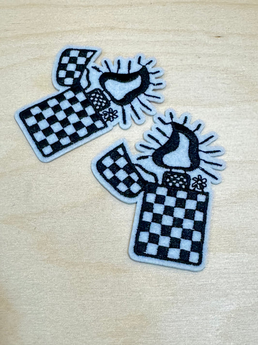 Checkered Lighter Embroidered Patch