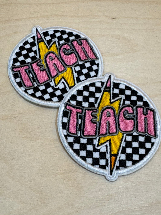Checkered Teach Embroidered Patch