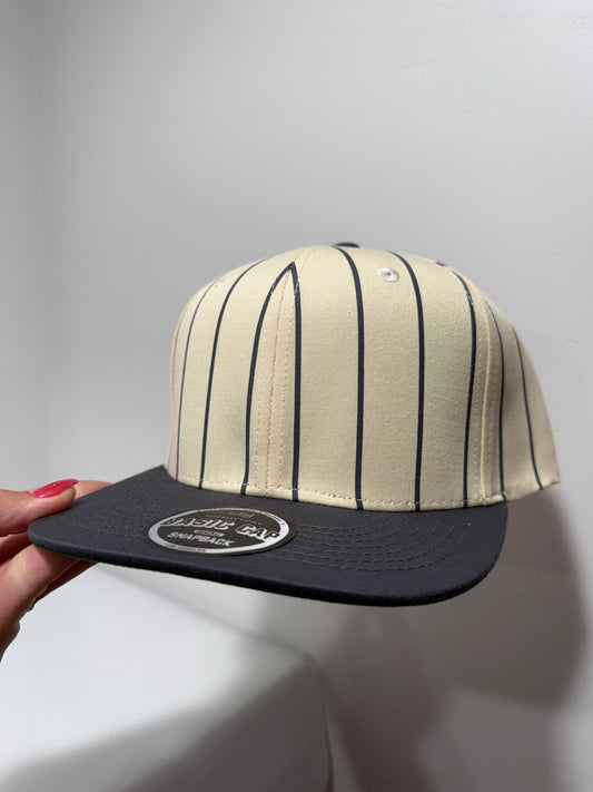 Flat Bill Trucker Navy Pinstripe