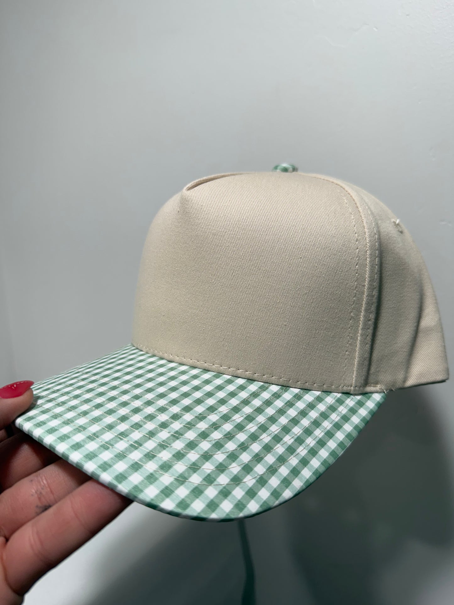 Canvas 5 Panel Neutral/Green Gingham