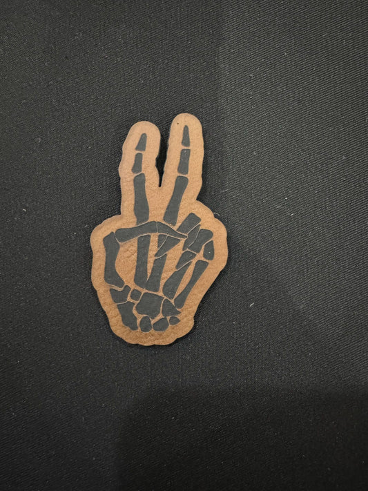 Peace Skelly Hand Leatherette Patch