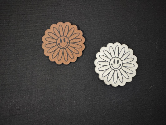 Smiley Daisy Leatherette Patch