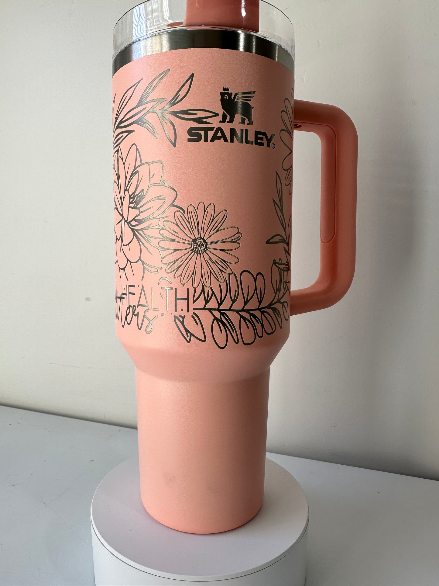 Floral Stanley Quencher 40oz, Stanley Mug, Engraved Tumbler, Engraved  Stanley, Floral Stanley, Full Wrap Stanley, Travel Mug With Handle 